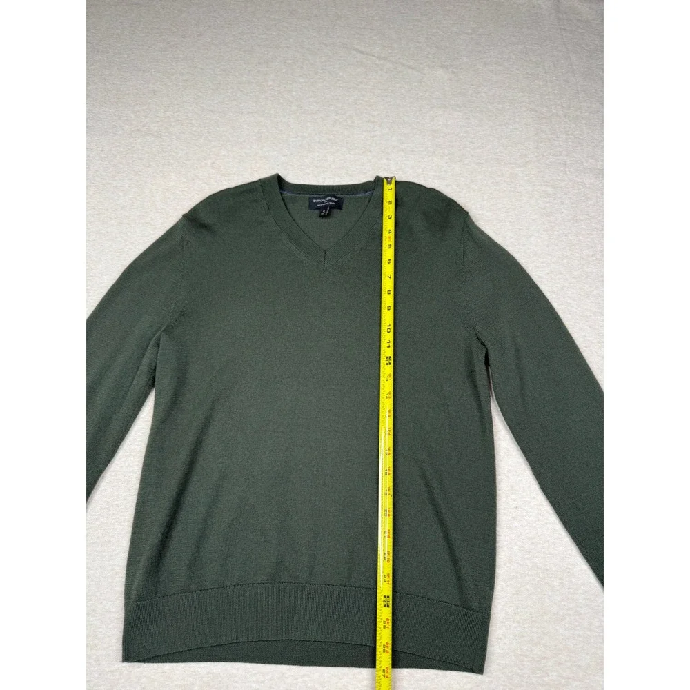 Banana Republic 100% Merino Wool Sweater Men's M Green V-Neck Lightweight